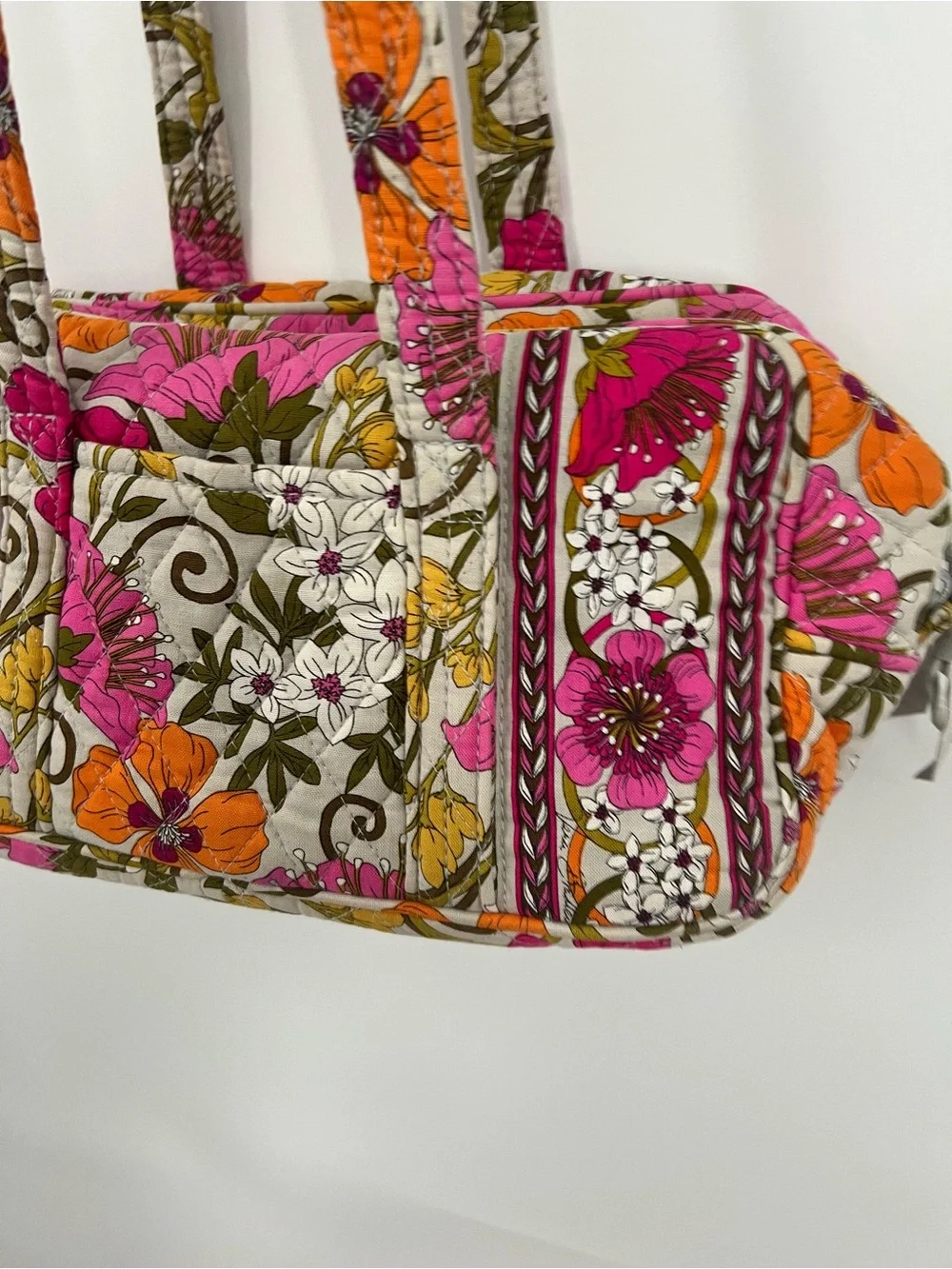 Vera Bradley Floral Quilted Shoulder Bag in Pink, Orange & Green